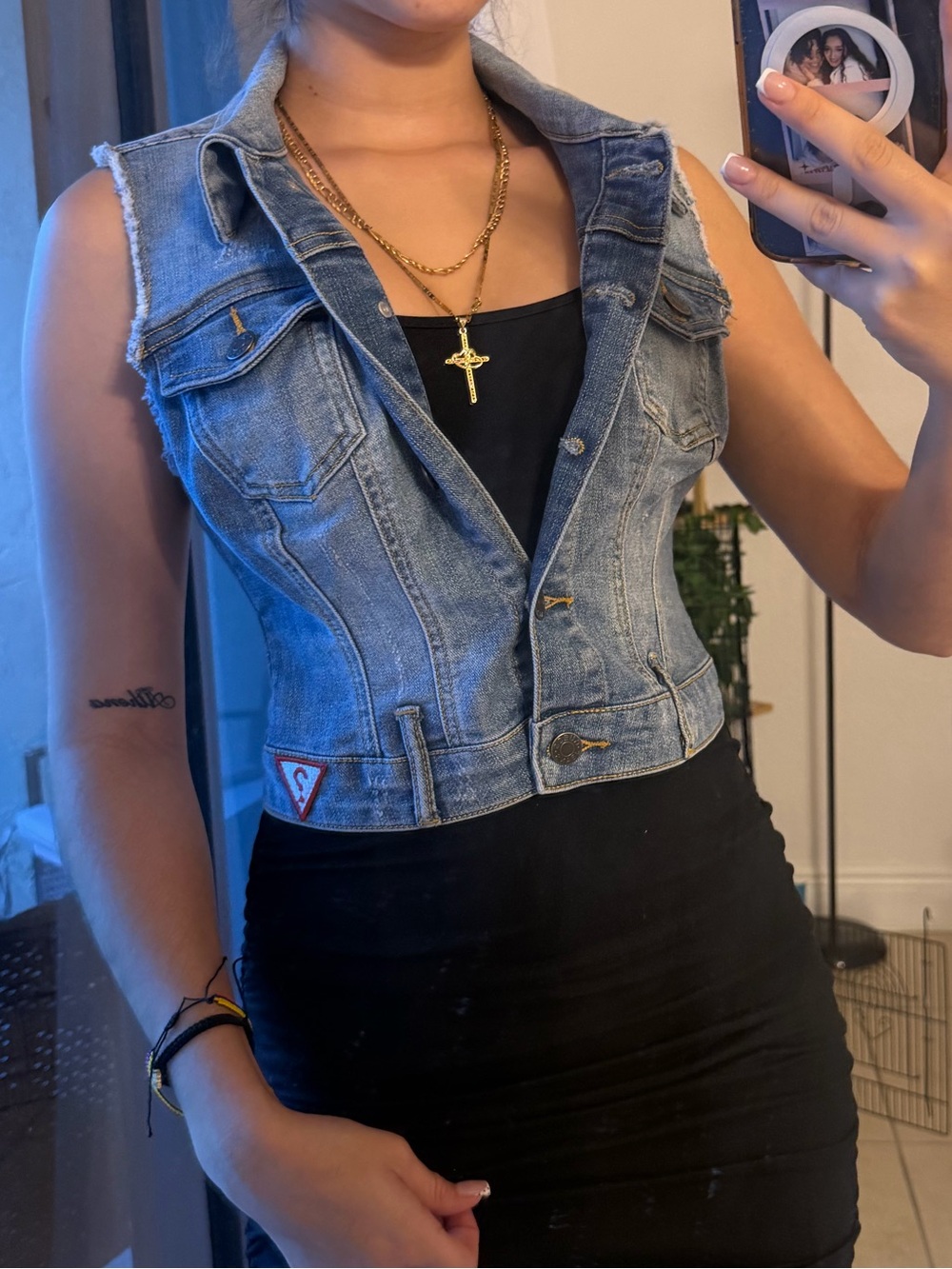 Denim Crop Vest - Light Blue Sleeveless Jacket